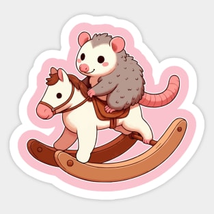 cute Possum ride rocking Horse Sticker